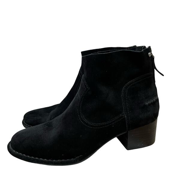 UGG Womens Bandara Suede Heeled Ankle Boots US 9.5 EU 40.5 Black Side Zip - Picture 8 of 11